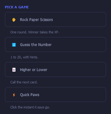 The mini-games window
